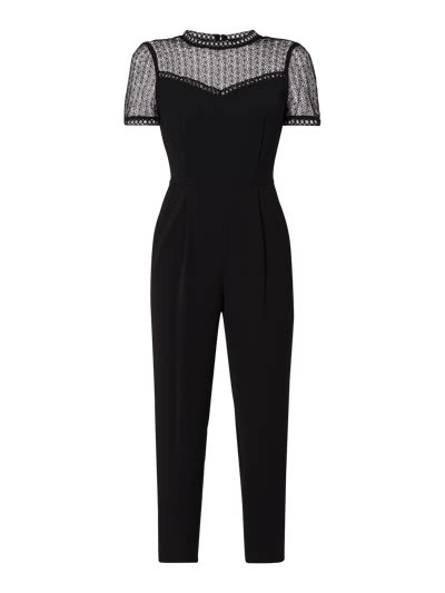 michael michael kors jumpsuit mit häkelspitze schwarz|michael kors sleeveless black jumpsuit.